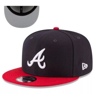 Atlanta Braves 9FIFTY Adjustable Snap Back New Era Cap - Navy / Red